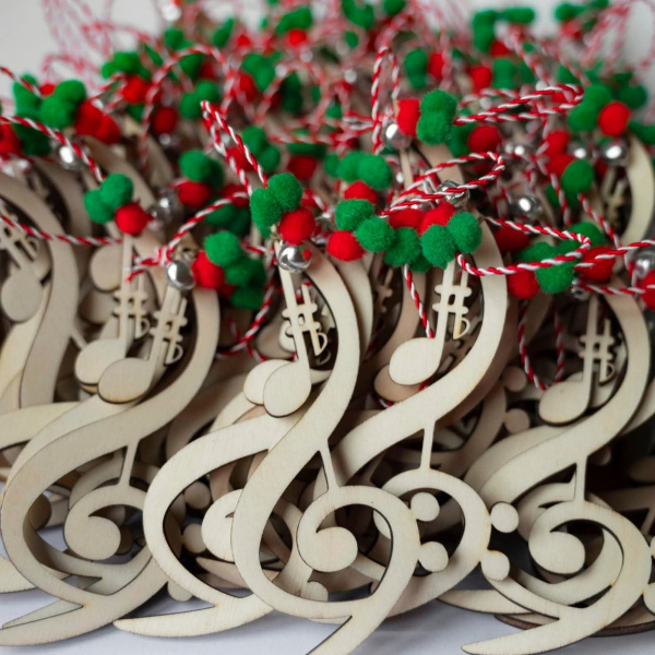 Χριστουγεννιάτικο στολίδι - Ξύλινο Κλειδί Σολ - Οι Πολυμουσικοί